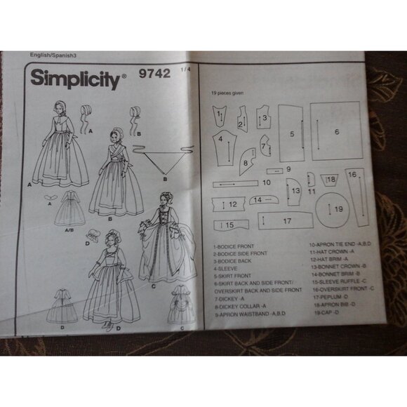 Simplicity pattern 9742 child costume pioneer prairie dress UNCUT size 7 to 14 - Picture 8 of 9
